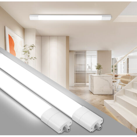 Oraymin Lot de 2 Réglette LED 60cm IP65 Étanche - Plafonnier 20W 2200LM pour Garage, Cave et Atelier - Tube LED Ultra Plat 4000K Blanc Neutre - Luminaire Salle de Bain et Cuisine - Installation Facile (1/5)