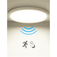 Plafonnier LED rond avec détecteur de mouvement - Ø23cm - Plafonnier crépusculaire