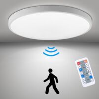 Plafonnier LED Detecteur de Mouvement, 18W Plafonnier avec Télécommande Rond