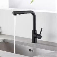 Oraymin – Mitigeur de Cuisine avec Douchette Extractible - Robinet d'Évier Pivotant à 360° en Acier Inox 304 - Finition Noir Mat - 2 Modes de Jet d'Eau - Pour évier de cuisine