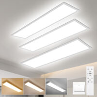 Oraymin – Pack de 3 Dalles LED 60x20cm 24W 2400lm – Dimmable Avec Télécommande (3000K-6500K) – Installation Facile Pour Faux Plafond