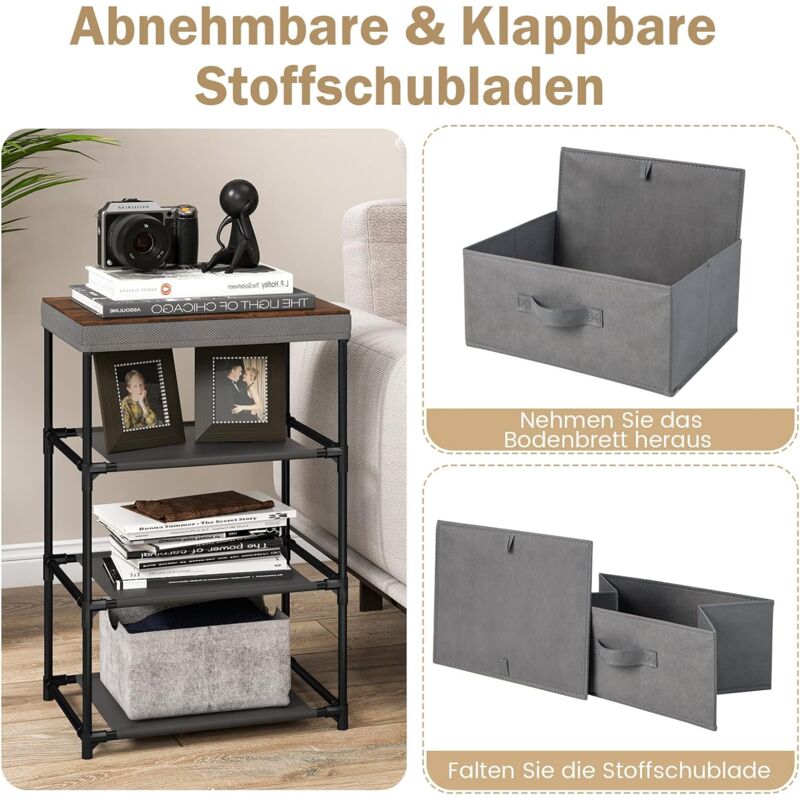 GAOMON Nachttisch Mit Schublade & Regalen – Platzsparender Beistelltisch Für Schlafzimmer