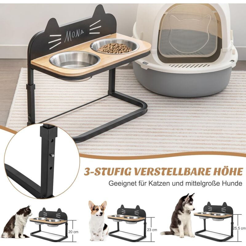 Acryl Napfhalter Set Für Hunde & Katzen – 2 Abnehmbare Glasnäpfe Inklusive, Höhenverstellbarer Futterplatz (9,9 Cm Hoch)