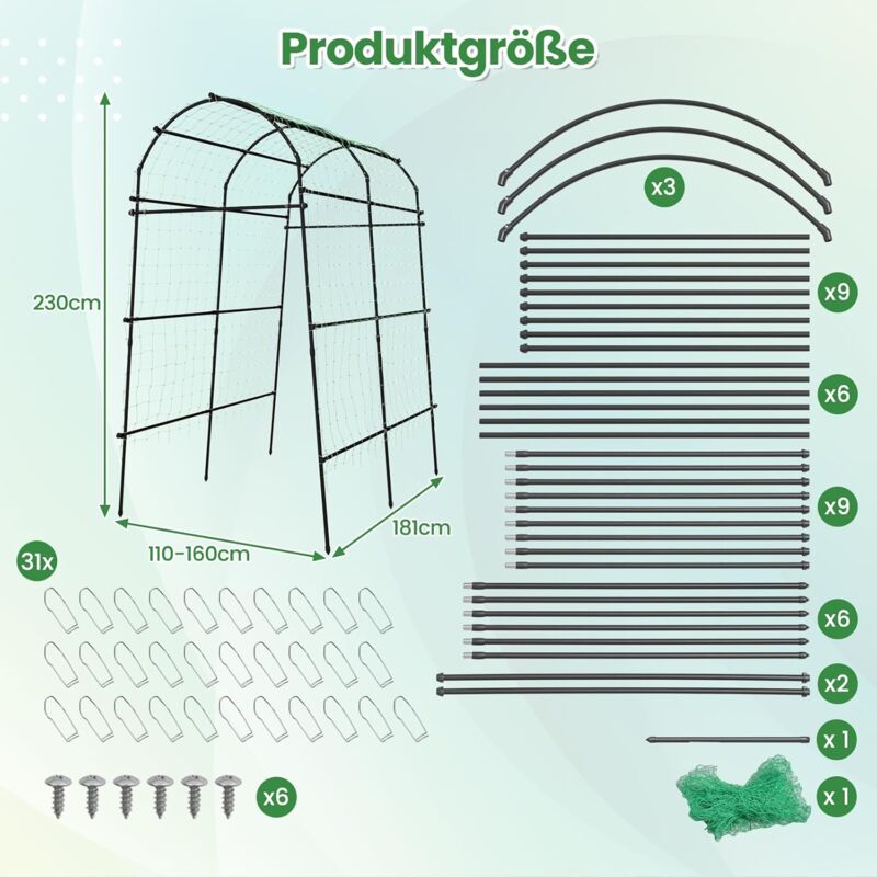 2x Metall Rankgitter 220cm | Garten Spalier Für Kletterpflanzen Schwarz