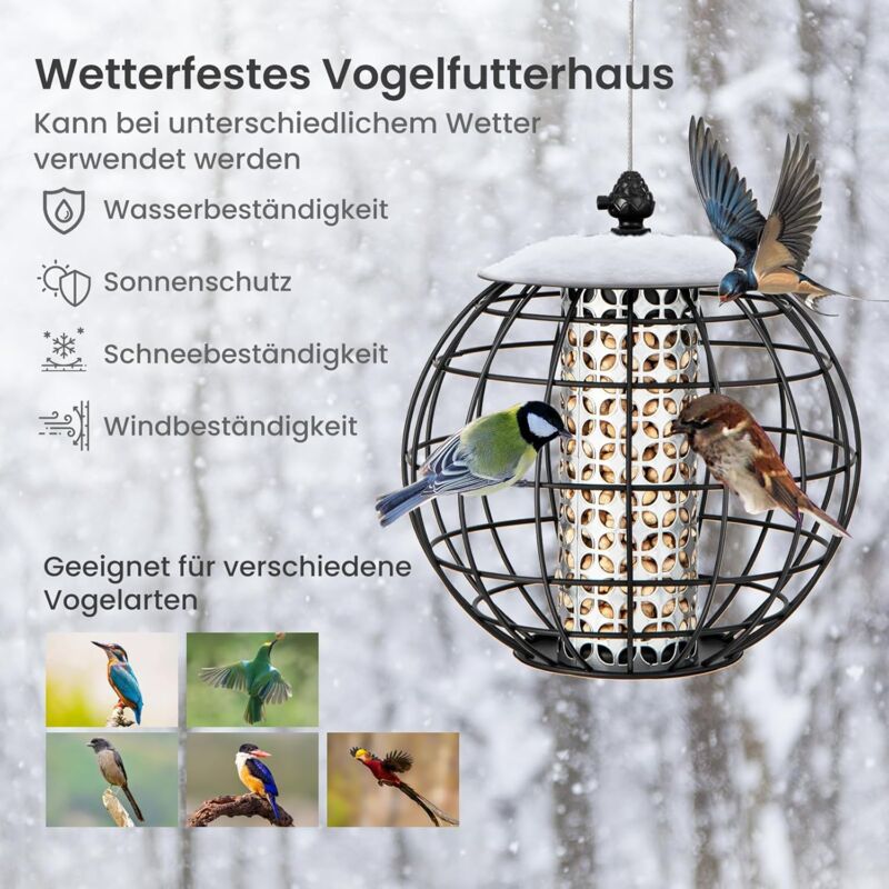 3er Set Vogelfutterspender Zum Aufhängen – Metallgeflecht, 18,3x18,3x3 Cm, Für Garten & Balkon, Wetterfest