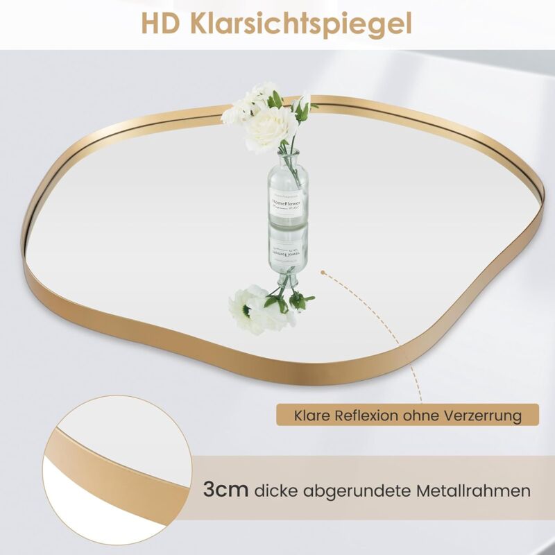 COSTWAY Wandspiegel, Asymmetrischer Spiegel, Gerahm Produktbild-Vorschau 2