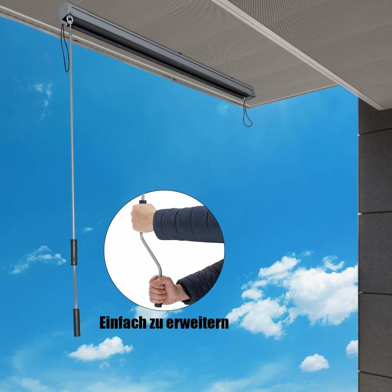 Sichtschutz Sonnenschutz Windschutz 1,4x2,5m/beige mit Aluminiumrahmen COSTWAY Senkrechtmarkise Sichtschutzrollo Fensterrollo 