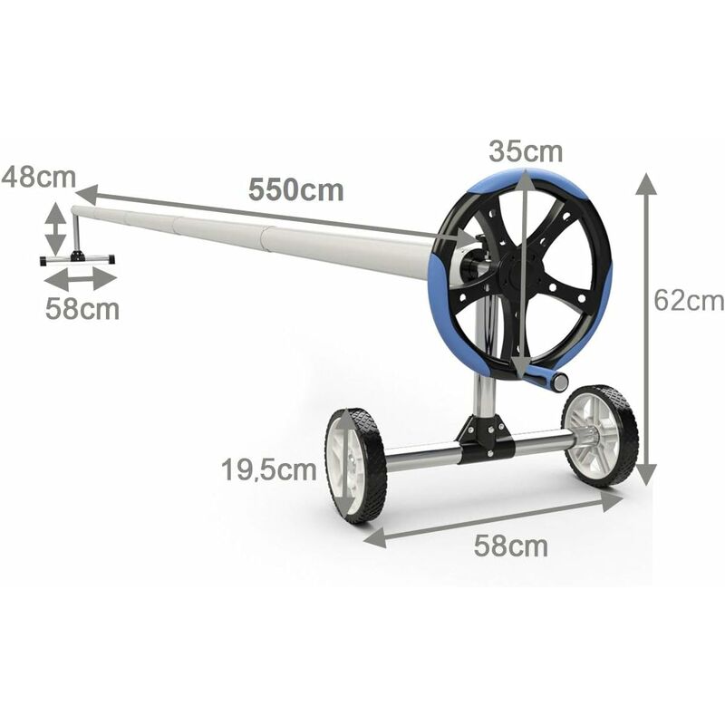 COSTWAY Pool Aufroller 1,3-5,5m, Aufrollvorrichtung fahrbar, Solarfolie  Stange Inkl. Befestigungsbaender, Poolabdeckung Aufroller Edelstahl,  Aufrollsystem