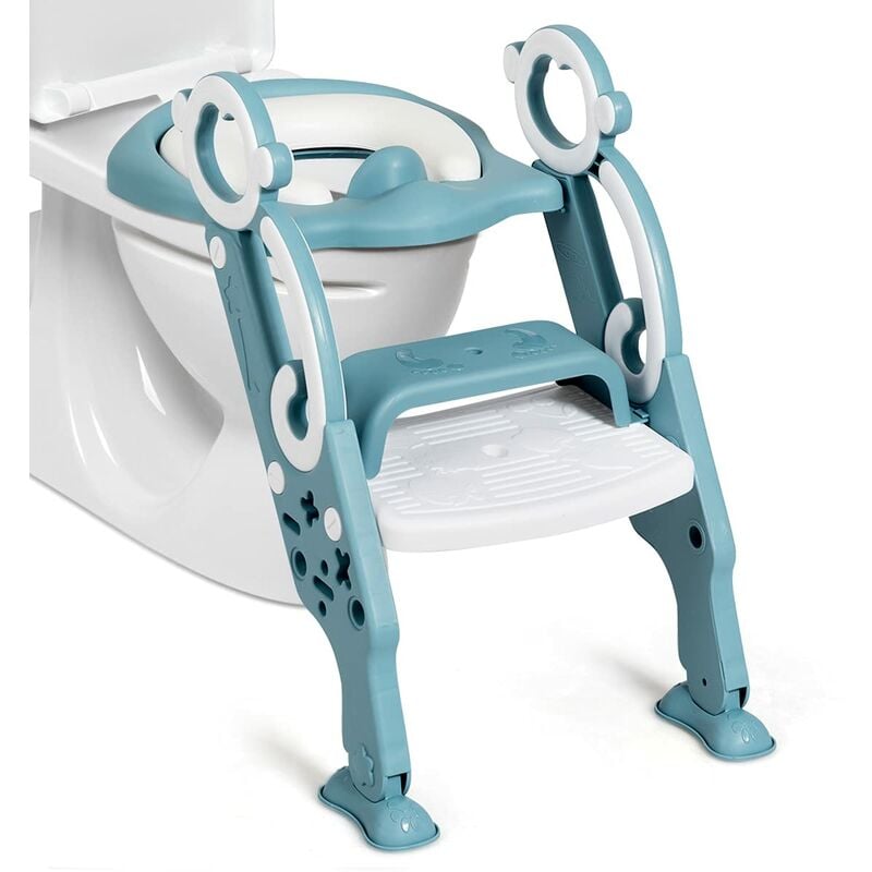 Verstellbarer Toilettensitz für Toilettentraining für Kleinkinder Weichem Anti Kälte Pad Rutschfesten Breiten Stufen Toilettensitz mit Tritthocker Leiter Mädchen und Jungen Geeignet für Kinder 