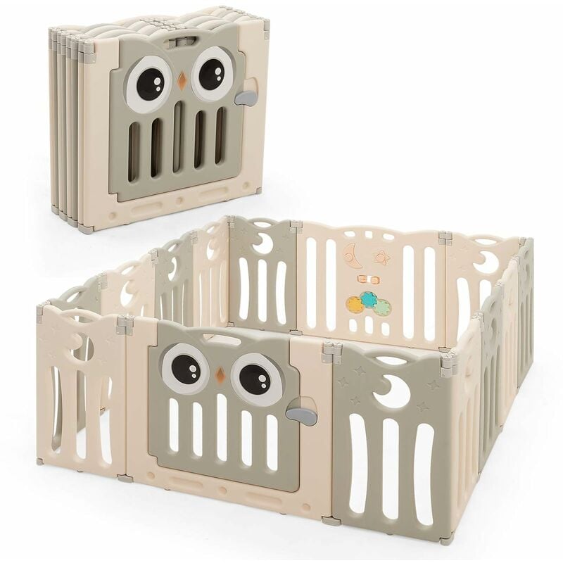 14 Paneele Laufgitter Baby Laufstall Tür&Spielzeugboard Absperrgitter Spielzaun 