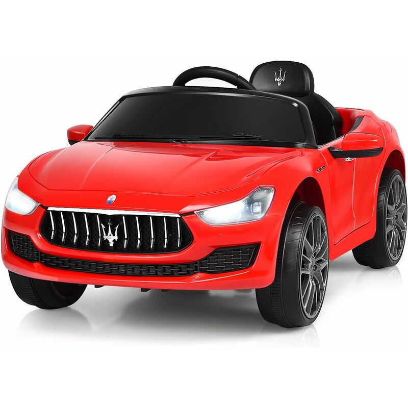 COSTWAY 12V Maserati Kinderauto mit 2,4G-Fernbedienung, 3 Gang Elektroauto  3-4,5km/h mit Musik, Hupe, MP3 und LED Scheinwerfer, Kinderfahrzeug für  Kinder von 3-8 Jahren Rot