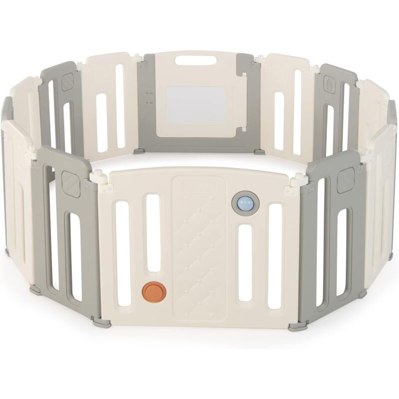 GYMAX Welpenlaufstall 60/75 Cm - 6-Panel Hundegitter Mit Tür Weiß