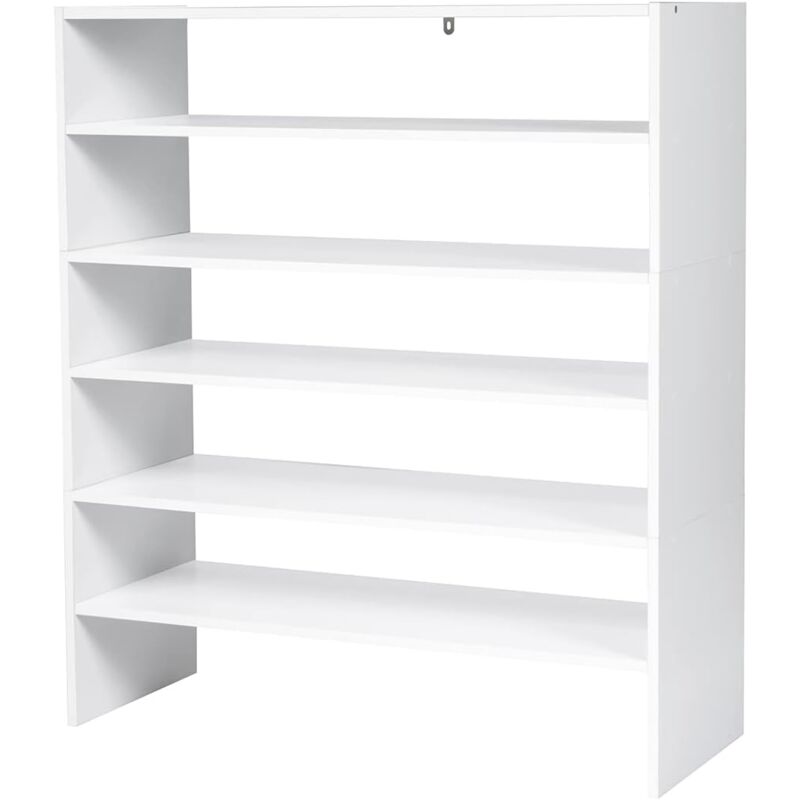 COSTWAY 5-stufiger stapelbares Schuhregal, Schuhschrank offen, 78 x 30 x 90 cm, Schuhablage aus Holz, für Eingangsbereich, Flur, frei kombinierbar Weiss