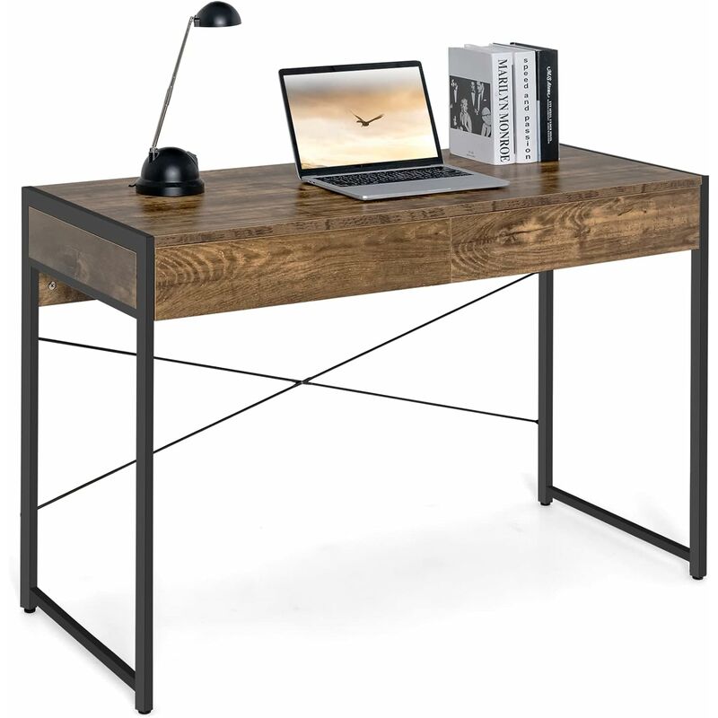 COSTWAY Schreibtisch Computertisch mit 2 Schubladen, Kleiner
