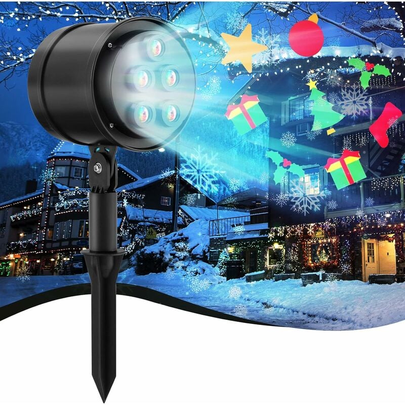 COSTWAY LED Projektionslampe Weihnachtslicht mit drehbarem Kopf,  Projektorlicht wasserdicht dekoratives Licht für Weihnachten, Feiertag,  Party (5 LED, 11 x 12 x 46 cm)