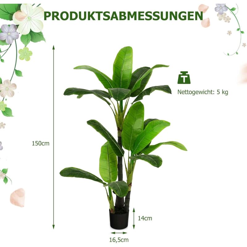 Kunstpflanze Outdoor Wetterfest Green BoutiQ Kunstpflanze Kentiapalme 150cm   Tropischer Akzent, Knstlich, Grn