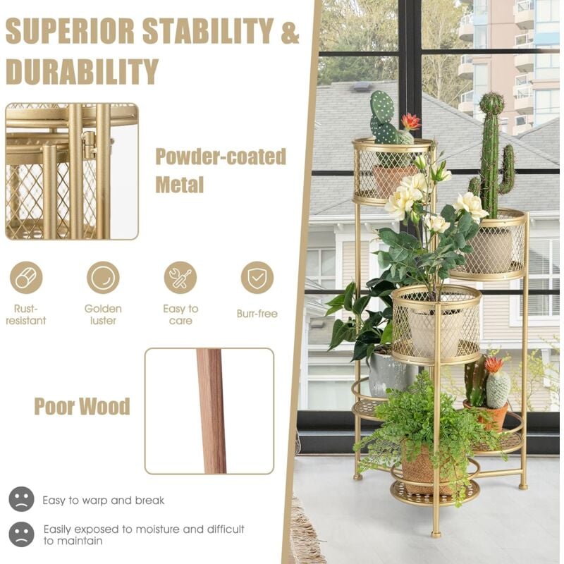 Pflanzenregal 5-etagig Metall - Innen & Außen Für Balkon, Garten