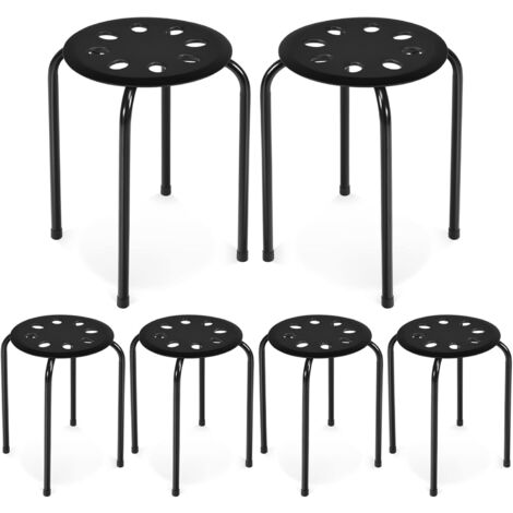 COSTWAY Stapelhocker 6er Set, stapelbare Metallhocker, Esszimmerhocker, Hocker für Zuhause, Büro, Klassenzimmer, 44,5 cm Sitzhöhe (Schwarz) (1/5)