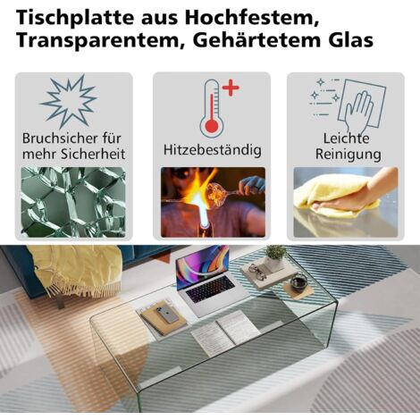 Moderner Kaffeetisch Aus Gehärtetem Glas - Eleganter Sofatisch Fürs Wohnzimmer