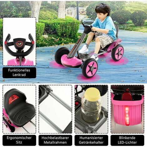 COSTWAY 12V Kinder Elektro Gokart mit LED Lichter, Go Kart mit 2