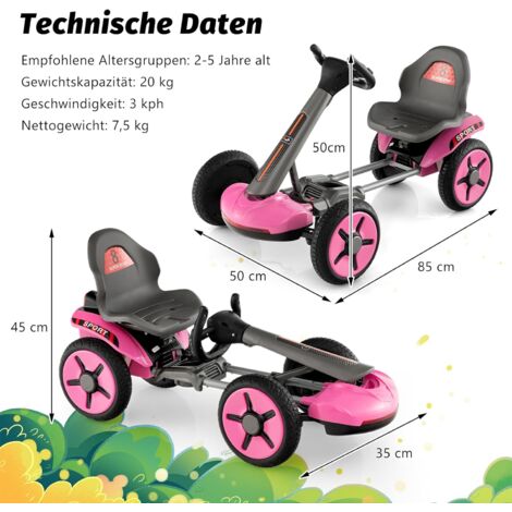 Kinder-Pedal-Gokart  Mit verstellbarem Sitz und Rückenlehne –  www.littlehelper.co.uk