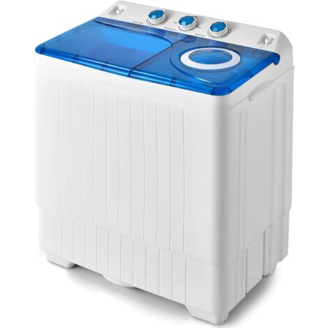 COSTWAY Waschmaschine mit 2 Kammern, Waschautomat mit Schleuder &  Ablaufpumpe, Toploader mit 6,5 Kg Waschkapazität