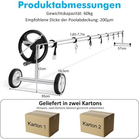 Costway Mobiles Aufrollsystem F R Solar Und Poolplanen L Nge Von M M Pool Aufroller