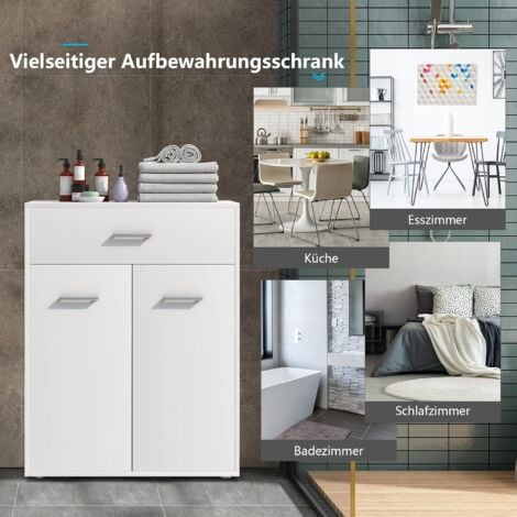 COSTWAY Badezimmerschrank 80cm - Badschrank Mit Schublade & Verstellbarem Regal