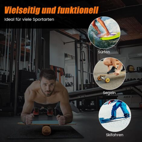 FANTASK Balance Board Aus Holz - Balance Trainer Mit Korkrolle Für Zuhause