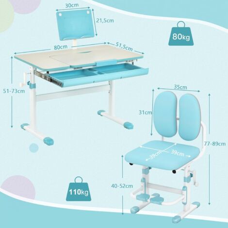 Awjaisca Kinder Schreibtisch & Stuhl Set Höhenverstellbar