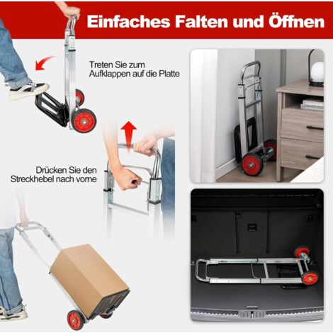 COSTWAY Sackkarre klappbar, Transportkarre mit Teleskopgriff
