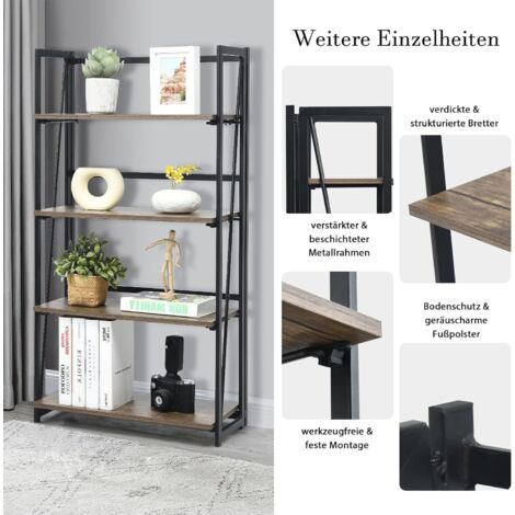 Shinoske 4-stöckiges Bücherregal In Braun – Offene Würfelregal Für Bücher Und Deko