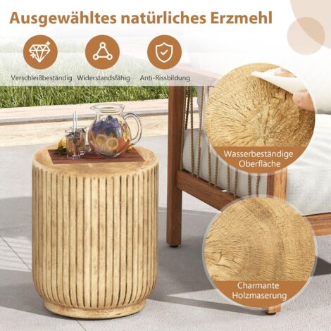 HONGLAND Beistelltisch Outdoor, 30,5 Cm Rund, Glasplatte Mit Pfauen-Design - Für Terrasse & Garten