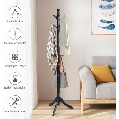 Hunnycook Kleiderständer Holz Mit 8 Haken & Tischplatte - 43x175cm Garderobe Für Kleine Räume