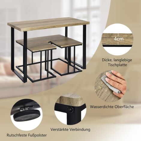 REDOM Essgruppe Esstisch Mit Rückenlehne,  Moderner Küchentisch Set Mit 4 Stuehlen Esszimmerstuhl Mit Metallbeinen S09a201x