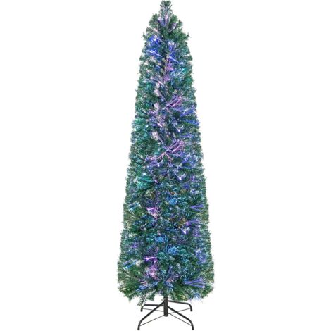 COSTWAY 180 cm Künstlicher Weihnachtsbaum mit Beleuchtung, Tannenbaum in Glasfaseroptik, Christbaum mit 517 Zweigspitzen & klappbarem Metallständer, Kunstbaum Weihnachten für Zuhause, Büro（180 cm） (1/5)