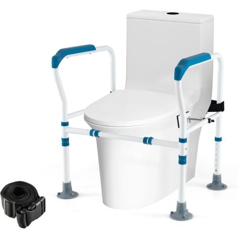 COSTWAY Aufstehhilfe Toilette, 6-fach höhenverstellbar  bis 136kg  mit rutschfesten Füßen  für jede Toilette, Toilettenstützgestell für Senioren & Behinderte, WC Stützhilfe mit Haltegriff