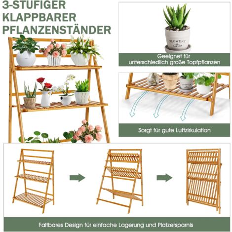FERRETERIA LEPANTO Pflanzenregal Aus Holz – 4-stufig, Weiß, Klappbar – Für Innen & Balkon, Kein Aufbau Nötig