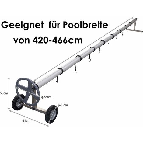 Costway Pool Aufroller Aufrollvorrichtung Fahrbar Aufroller Stange Poolabdeckung Solarfolie