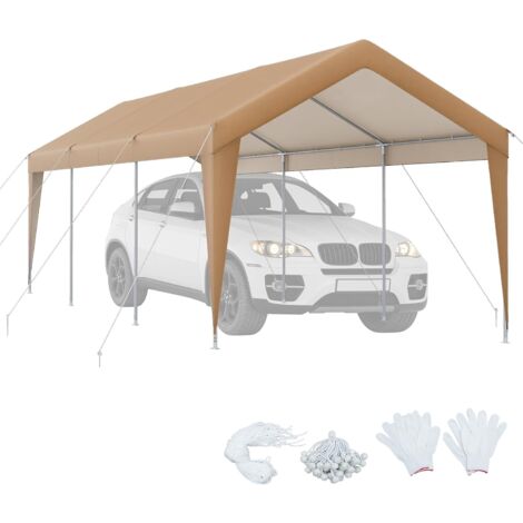 COSTWAY Carport Tent Garage 301 x 600 x 285 cm, Portable Garage Tent with Galvanised Metal Frame & Weatherproof Cover, Car Shelter for Cars, Boats & Large Outdoor Machinery