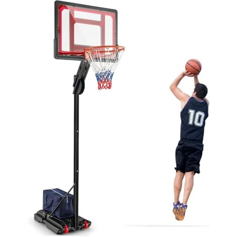 COSTWAY Basketballständer 105-260 cm höhenverstellbar, Basketballkorb mit  Ständer & 2 Rädern, Korbanlage für Kinder, Erwachsene