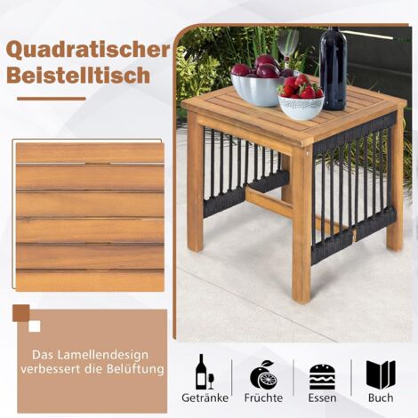 COSTWAY 3-tlg. Bistroset Mit Schaukelstühlen - Akazienholz Garnitur Für Balkon & Garten