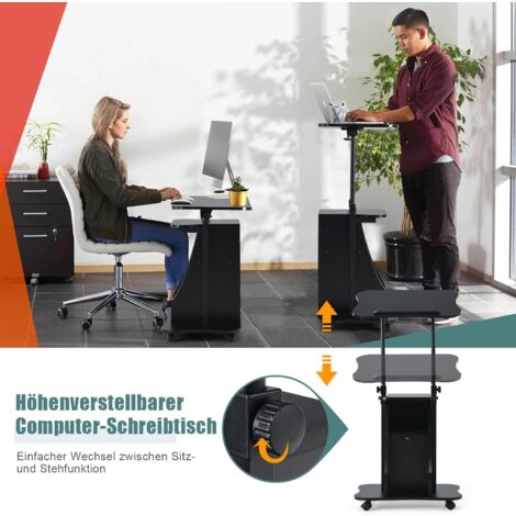 Mobiler Stehpult Von Claiks - Höhenverstellbarer Sit-Stand-Schreibtisch Mit Rollen