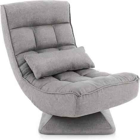 COSTWAY Bodensessel 360° drehbar, Bodenstuhl mit Rückenlehne und Lendenkissen, Bodensofa in 4 Positionen verstellbar, Lazy Sofa Fensterstuhl Meditationsstuhl klappbar (Grau) (1/5)