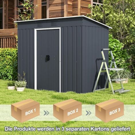 COSTWAY Gerätehaus Metall, 217x110x174 cm, Geräteschuppen abschließbar