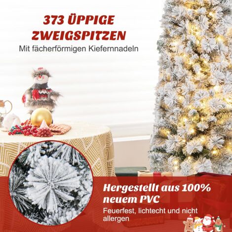 GIANTEX Künstlicher Weihnachtsbaum, 150 Cm, Schlanke Bleistiftform – Mit 220 PVC-Nadeln, Metallständer