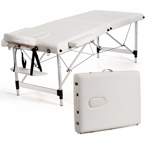 COSTWAY Massagetisch Alu, 2-Fach faltbares tragbares Massagebett mit Tragetasche, Massageliege höhenverstellbar für Physiotherapie, Massagen (1/5)