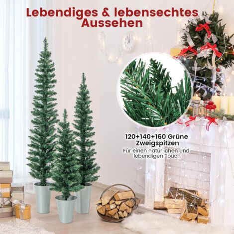 COSTWAY 3er Weihnachtsbaum Künstlich Bleistift, 90+120+150cm ...