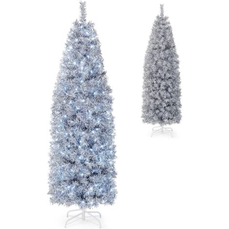 COSTWAY 180cm Künstlicher Weihnachtsbaum Bleistift, LED beleuchteter