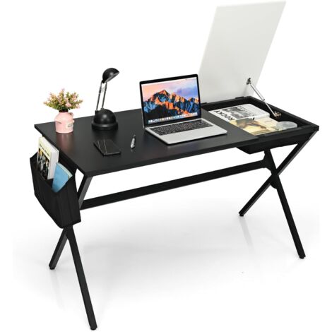 COSTWAY Schreibtisch Computertisch mit 2 Schubladen, Kleiner Bürotisch PC  Tisch, Arbeitstisch Officetisch 112 x 48 x